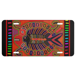 Cuna Indian Mola Flying Fish License Plate