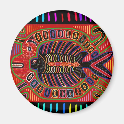 Cuna Indian Mola Flying Fish Magnet