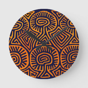 Cuna Indian Mushroom Demons Round Clock