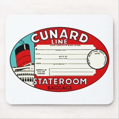 Cunard Line Luggage Label Mouse Pad