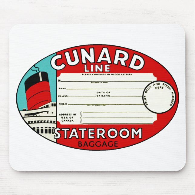 Cunard Line Luggage Label Mouse Pad (Front)