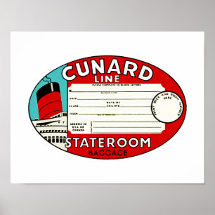 Cunard Line Luggage Label Poster