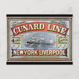 Cunard Line New York Liverpool Poster Postcard
