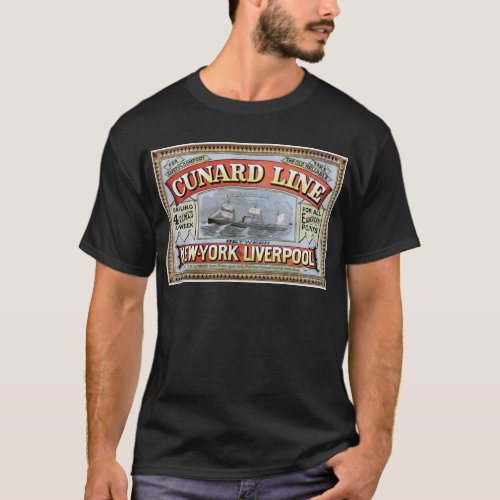 Cunard Line New York Liverpool Poster T_Shirt
