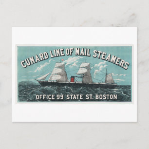 Cunard Line of Mail Steamers Advertisement Vintage Postcard