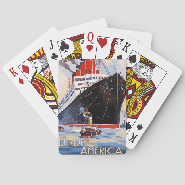CUNARD OCEAN LINER AQUITANIA POKER CARDS (Back)
