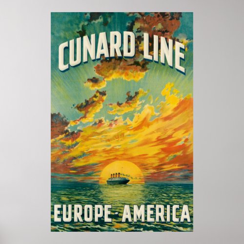 CUNARD OCEAN LINER EUROPE AMERICA POSTER
