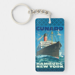 CUNARD OCEAN LINER HAMBURG NEW YORK KEYCHAIN