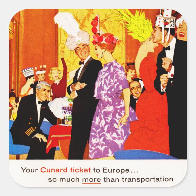 Cunard Queen's Party Ad Square Sticker (Front)