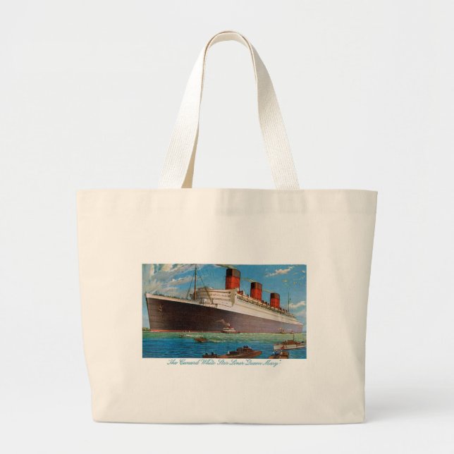 Cunard White Star Line's Queen Mary Large Tote Bag (Front)