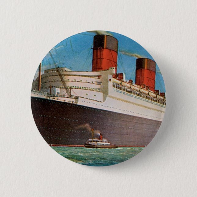 Cunard White Star Line's Queen Mary Pinback Button (Front)