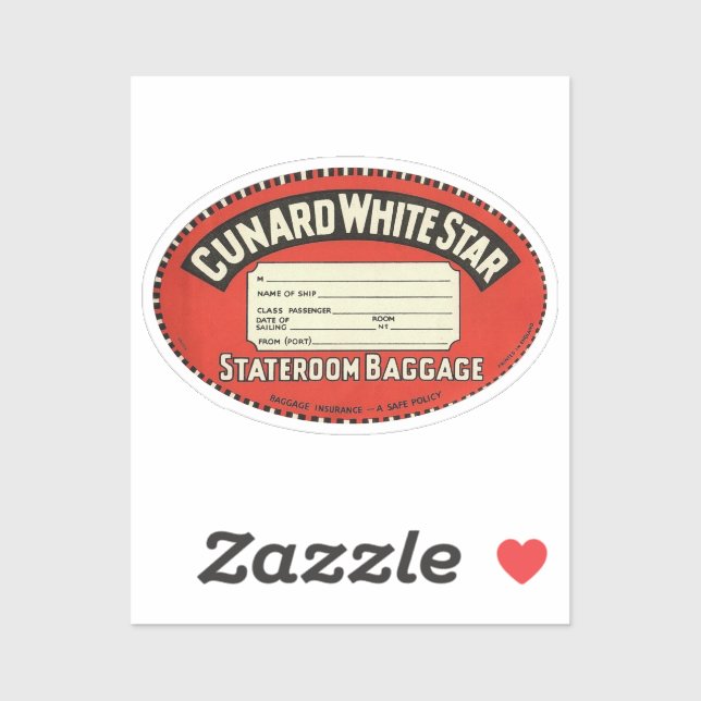 Cunard - White Star Vintage Luggage Label (Sheet)