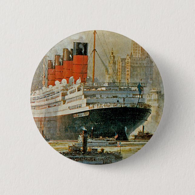 Cunarder at New York Pinback Button (Front)