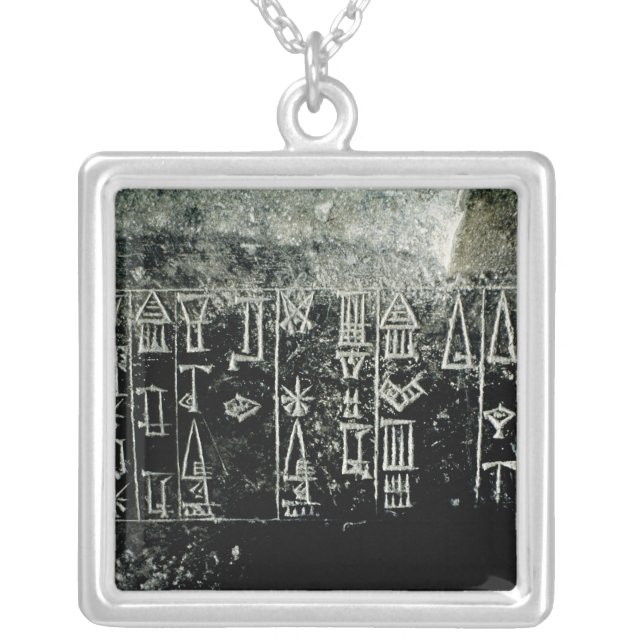 Cuneiform script silver plated necklace (Front)