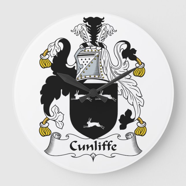 Cunliffe Family Crest Large Clock (Front)