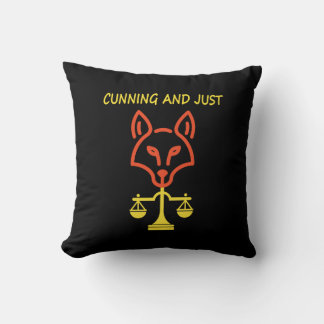 Cunning And Just - Fox Justice Balance Design Throw Pillow