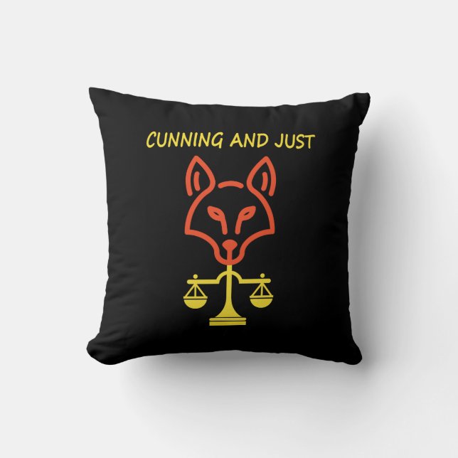 Cunning And Just - Fox Justice Balance Design Throw Pillow (Front)