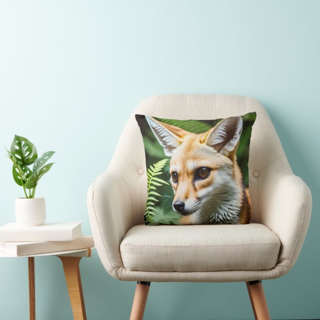 Cunning Fennec Fox, Throw Pillow (Chair)