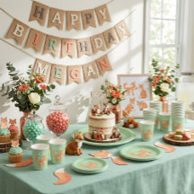 Cunning Fox Mint Green Personalized Birthday Paper