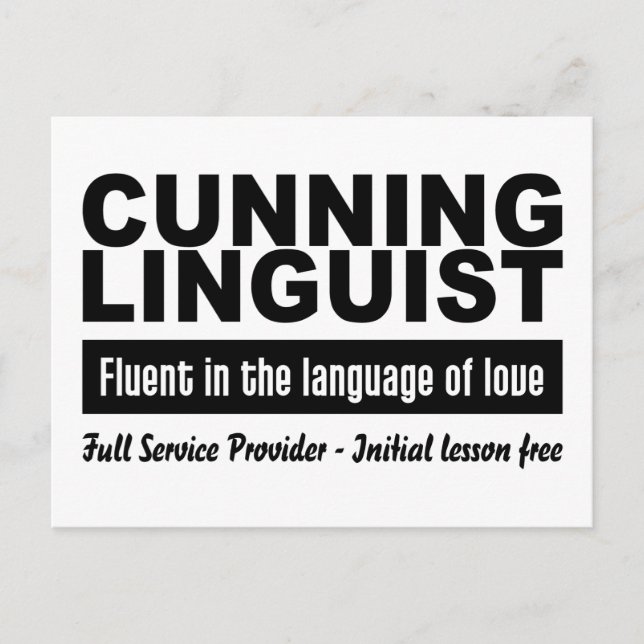 Cunning Linguist postcard, customize Postcard (Front)