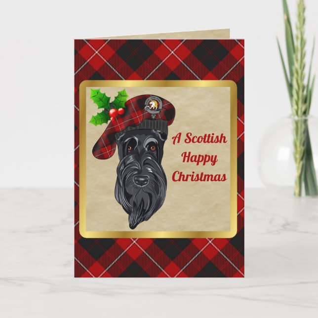 Cunningham Badge & Tartan Personalized Xmas Card (Front)