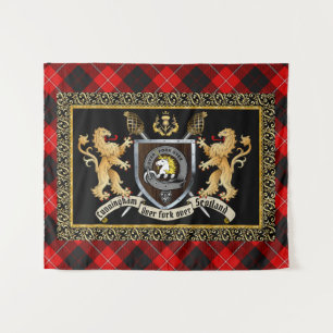 Cunningham Clan Badge & Motto w/Lions Tapestry