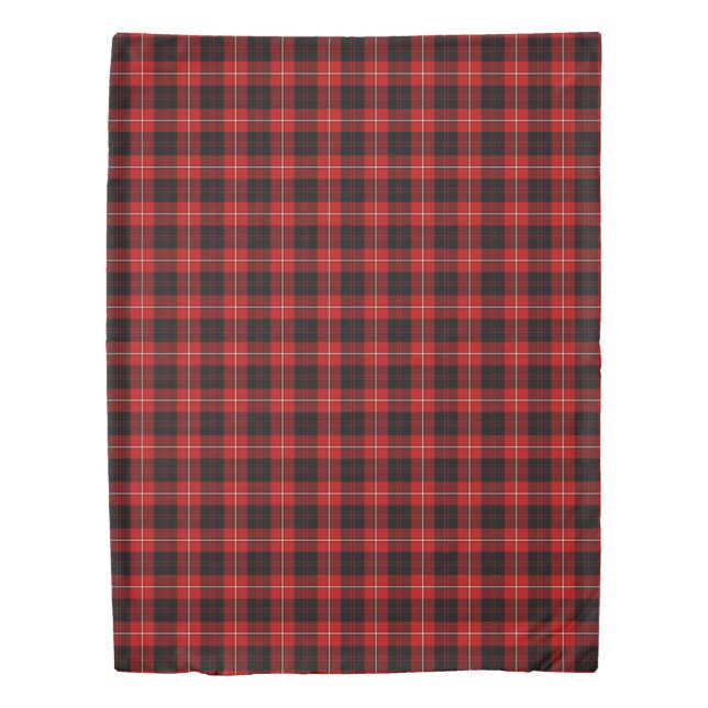 Cunningham Clan Bright Red and Black Tartan Duvet Cover (Front)