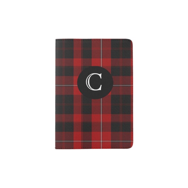 Cunningham Clan Plaid Monogram Passport Holder (Front)
