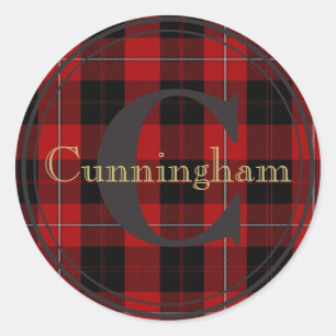 Cunningham Clan Tartan Monogram Name Seal Sticker