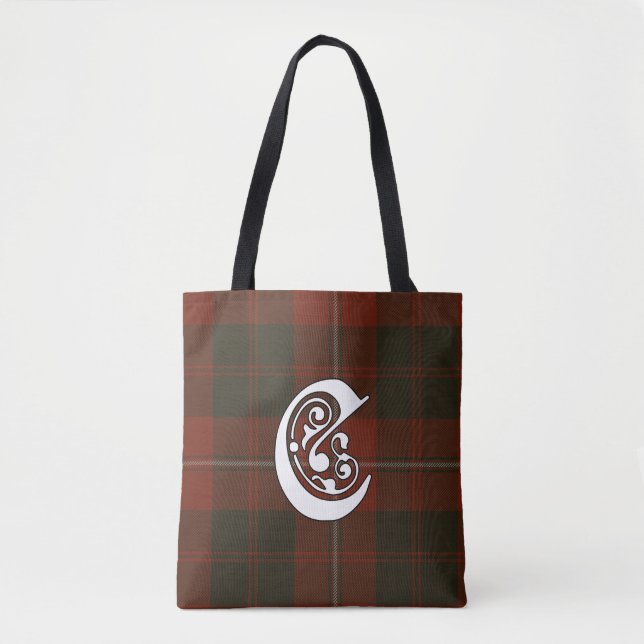 Cunningham Clan Tartan Monogram Tote Bag (Front)