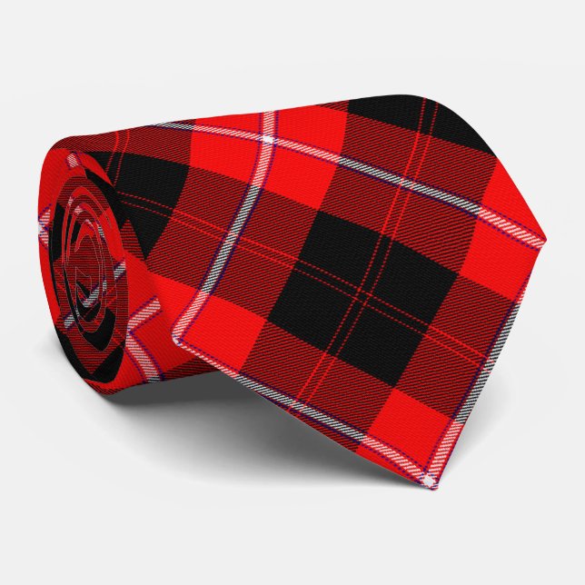 Cunningham Clan Tartan Red Black Neck Tie (Rolled)