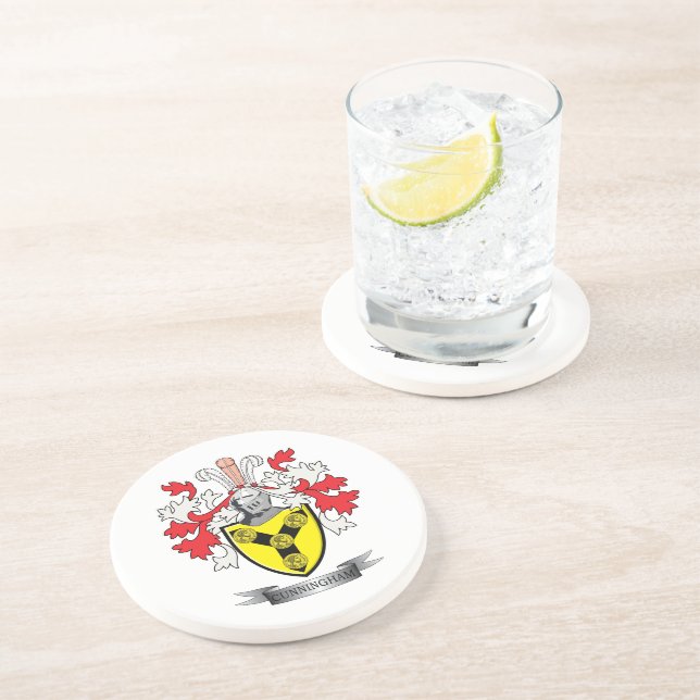 Cunningham Family Crest Coat of Arms Coaster (Side)