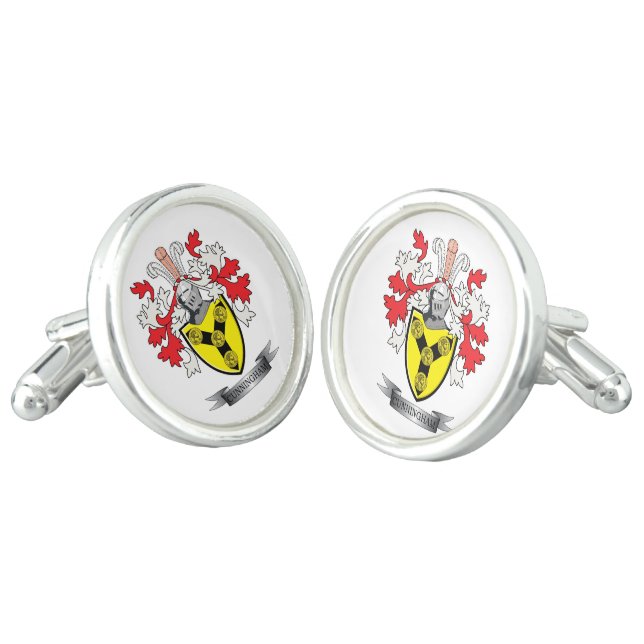 Cunningham Family Crest Coat of Arms Cufflinks (Angled)