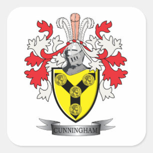 Cunningham Family Crest Coat of Arms Square Sticker