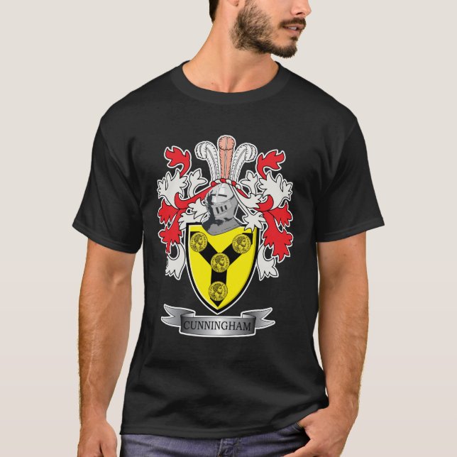 Cunningham Family Crest Coat of Arms T-Shirt (Front)