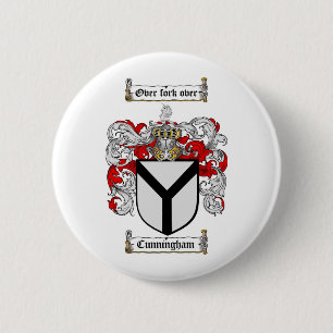 CUNNINGHAM FAMILY CREST - CUNNINGHAM COAT OF ARMS PINBACK BUTTON