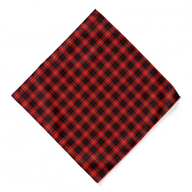 Cunningham Family Red and Black Clan Tartan Bandana (Front)