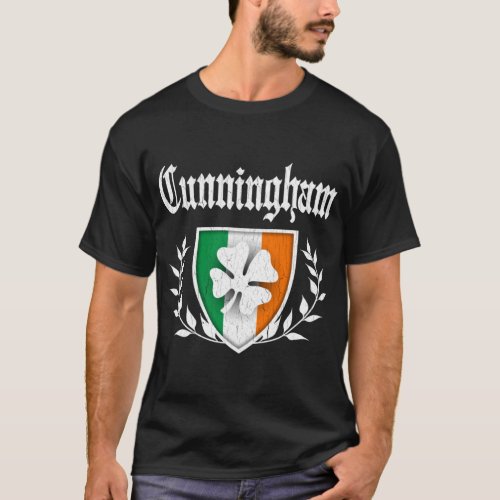 Cunningham Family Shamrock Crest vintage distress T_Shirt