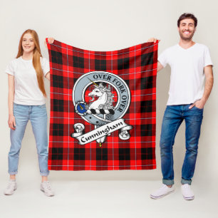 Cunningham Modern Clan Badge Tartan Plaid Fleece Blanket