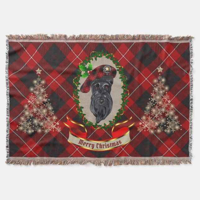 Cunningham Scottie Dog Christmas Throw Blanket (Front)