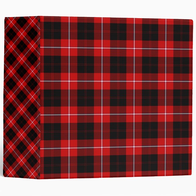 Cunningham Tartan Red Black Plaid 3 Ring Binder (Front/Spine)