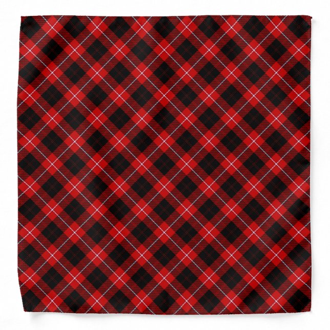 Cunningham Tartan Red Black Plaid Bandana (Front)