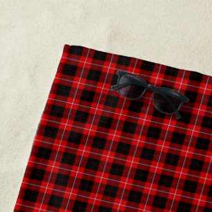Cunningham Tartan Red Black Plaid Beach Towel