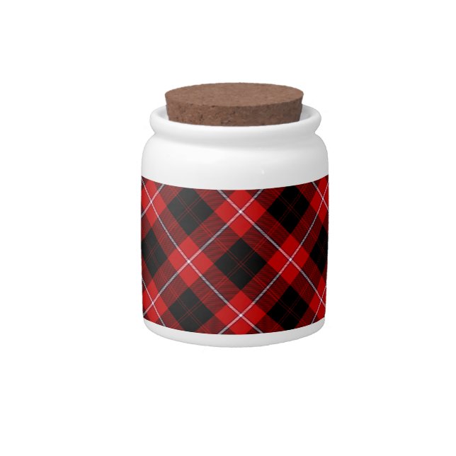 Cunningham Tartan Red Black Plaid Candy Jar (Front)