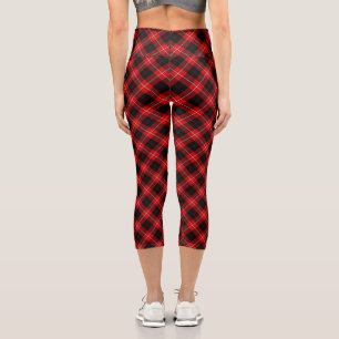 Cunningham Tartan Red Black Plaid Capri Leggings