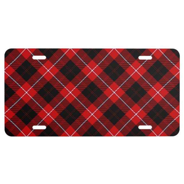 Cunningham Tartan Red Black Plaid License Plate (Front)