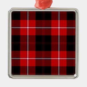 Cunningham Tartan Red Black Plaid Metal Ornament