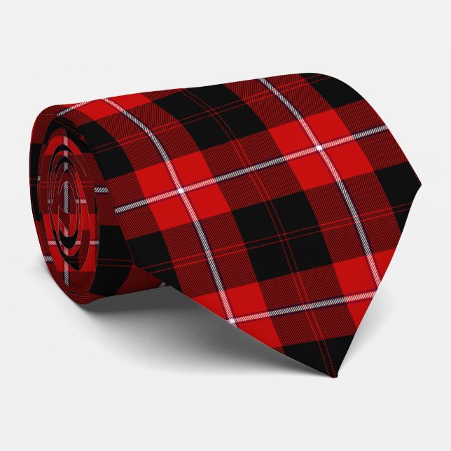 Cunningham Tartan Red Black Plaid Neck Tie (Rolled)