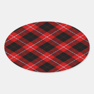 Cunningham Tartan Red Black Plaid Oval Sticker