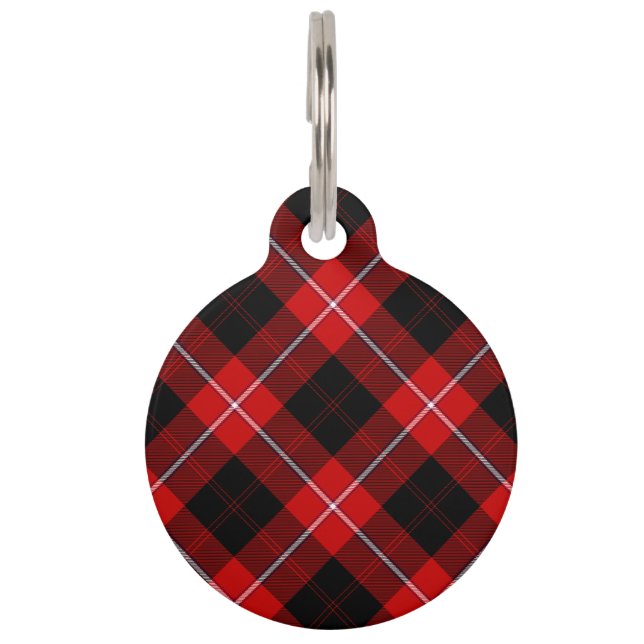 Cunningham Tartan Red Black Plaid Pet Tag (Front)
